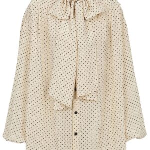 Balmain printed pussy bow silk blouse