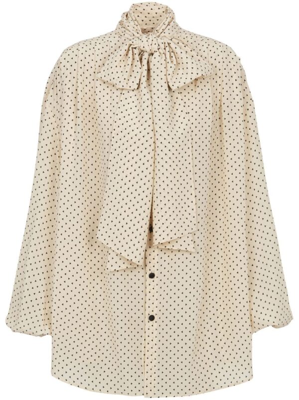 Balmain printed pussy bow silk blouse