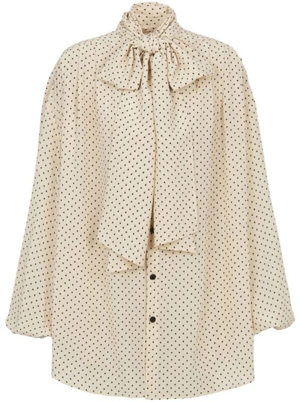 Balmain  printed pussy bow silk blouse