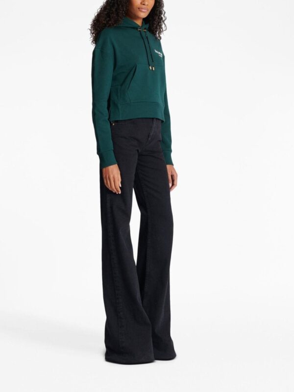 Balmain flocked-logo cropped hoodie - Image 3