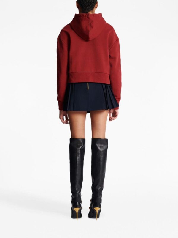 Balmain flocked-logo cropped hoodie - Image 4