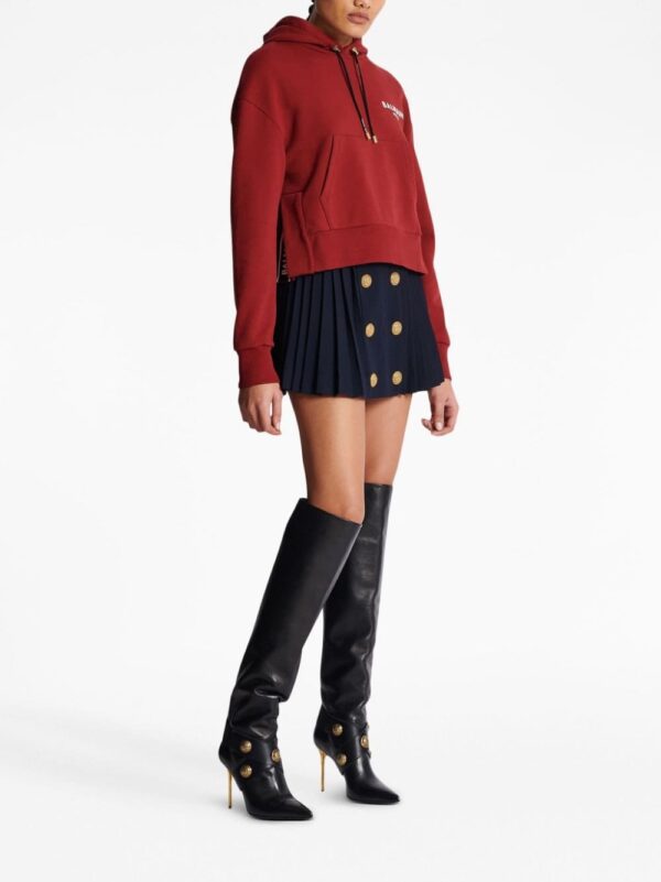 Balmain flocked-logo cropped hoodie - Image 3