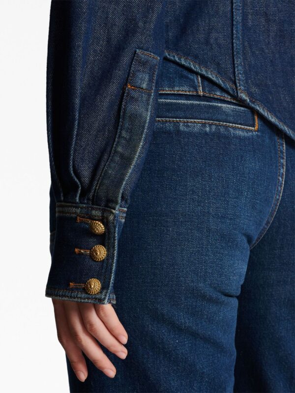 Balmain pussy-bow denim shirt - Image 5
