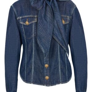 Balmain pussy-bow denim shirt