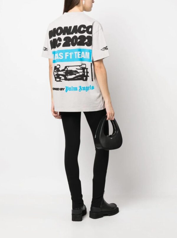 Palm Angels  x Haas MoneyGram Team Monaco-print T-shirt - Image 3