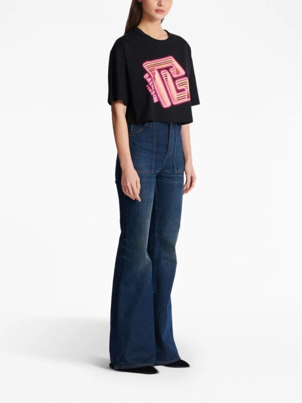 Balmain  logo-print cropped T-shirt - Image 3