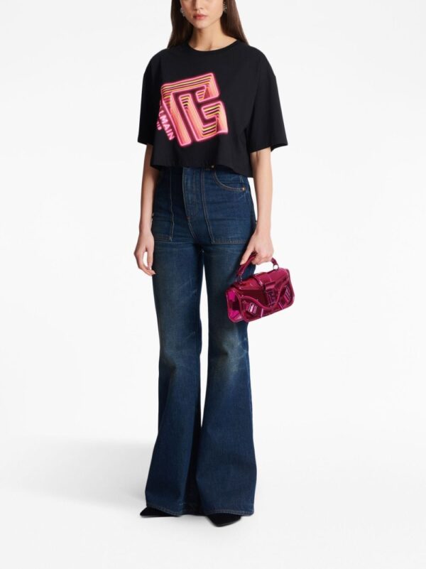 Balmain logo-print cropped T-shirt - Image 2