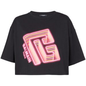 Balmain logo-print cropped T-shirt