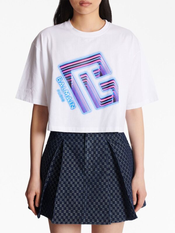 Balmain logo-print cropped T-shirt - Image 5