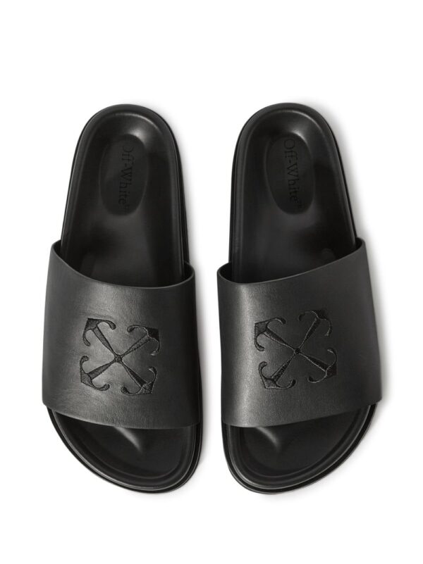 Off-White Cloud Arrow-embroidered leather sliders - Image 4