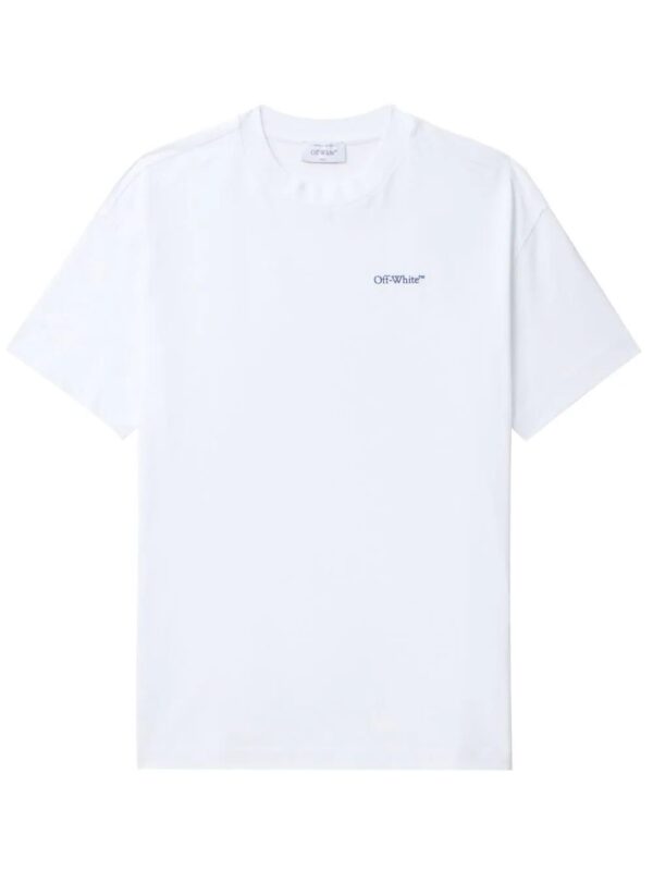 Off-White  Diag-stripe embroidered cotton T-shirt