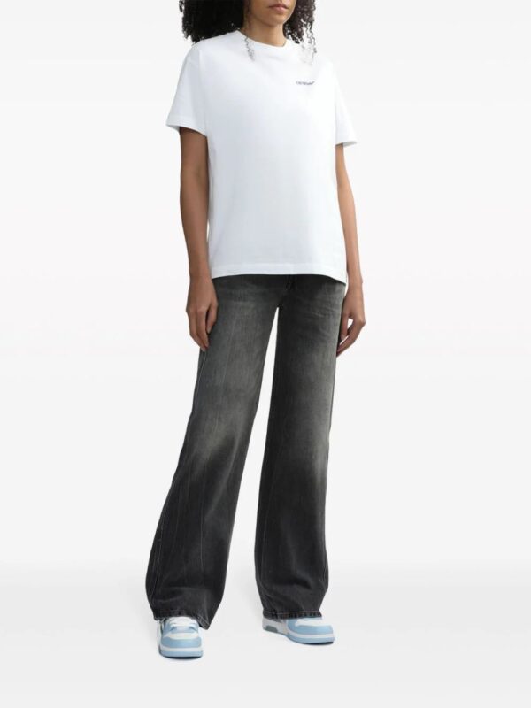 Off-White  Diag-stripe embroidered cotton T-shirt - Image 2