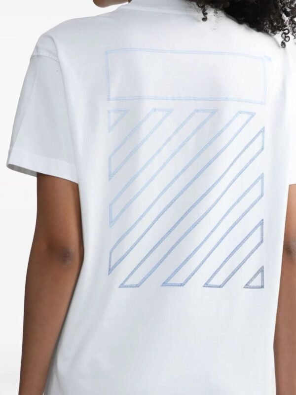 Off-White  Diag-stripe embroidered cotton T-shirt - Image 4