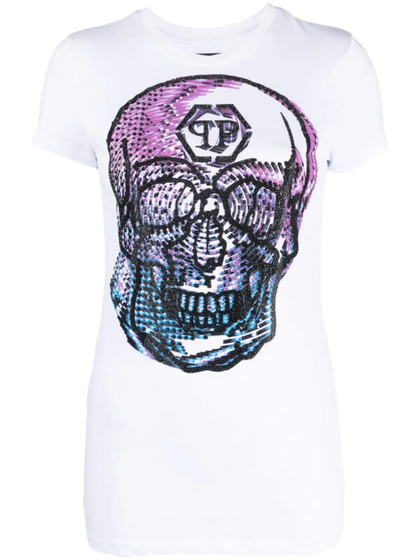 Philipp Plein  crystal-embellished skull-print T-shirt