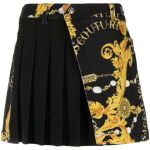 Versace Jeans Couture  Logo Couture pleated denim skirt