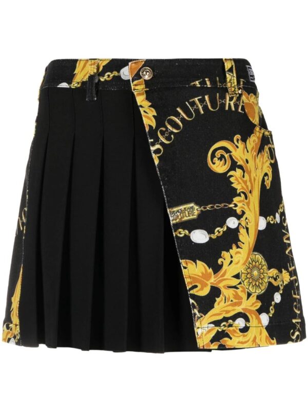 Versace Jeans Couture  Logo Couture pleated denim skirt