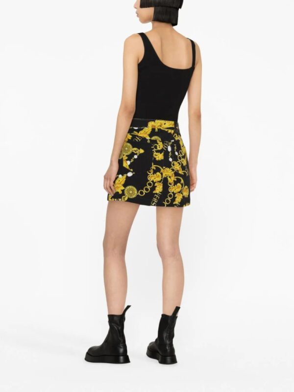 Versace Jeans Couture  Logo Couture pleated denim skirt - Image 4
