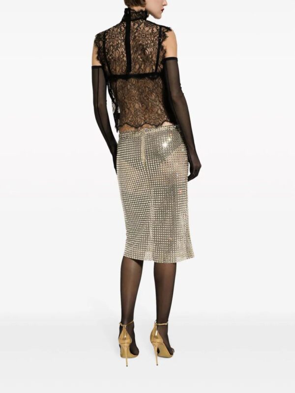 Dolce & Gabbana  rhinestone mesh midi skirt - Image 4