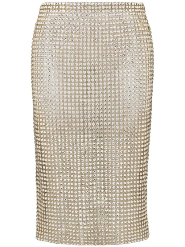 Dolce & Gabbana  rhinestone mesh midi skirt