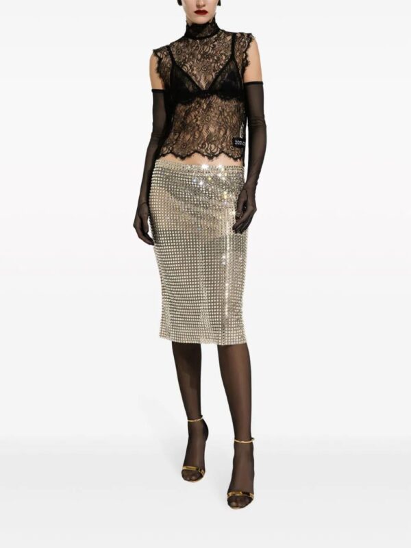 Dolce & Gabbana  rhinestone mesh midi skirt - Image 3