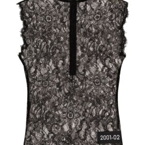 Dolce & Gabbana logo-patch floral-lace top