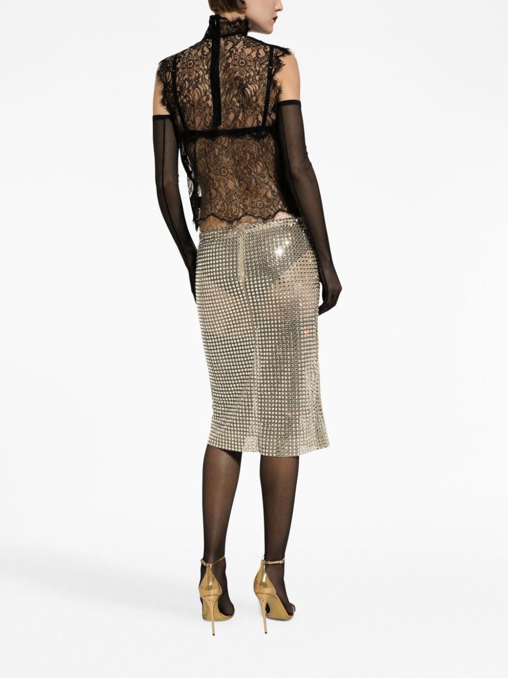 Dolce & Gabbana logo-patch floral-lace top - Image 4