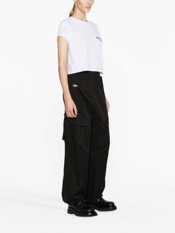 Balmain flocked-logo cropped T-shirt - Image 4
