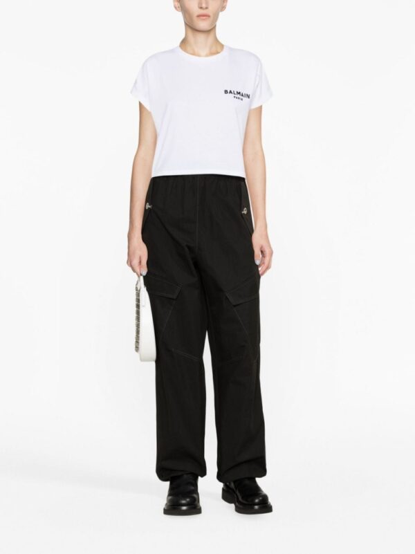 Balmain flocked-logo cropped T-shirt - Image 2