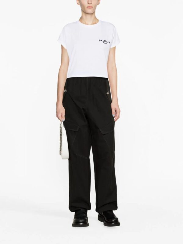 Balmain  flocked-logo cropped T-shirt - Image 2