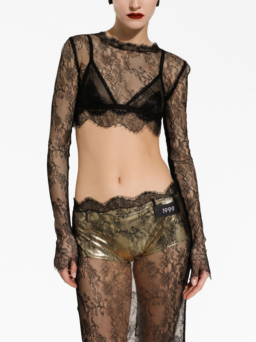 Dolce & Gabbana sheer lace cropped top - Image 4