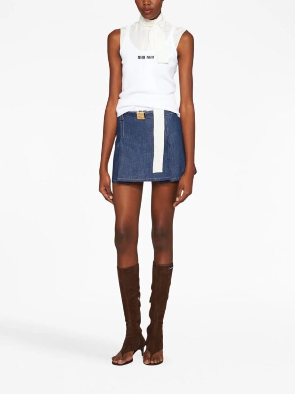 Miu Miu  denim logo mini skirt - Image 2