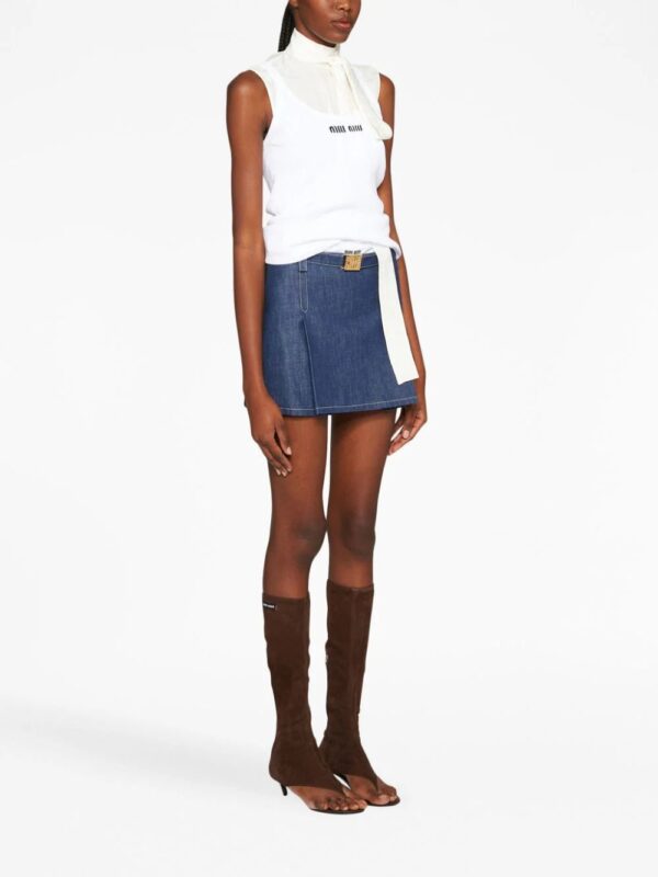 Miu Miu  denim logo mini skirt - Image 3