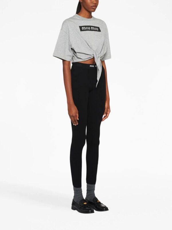 Miu Miu  logo-print cropped cotton T-shirt - Image 3