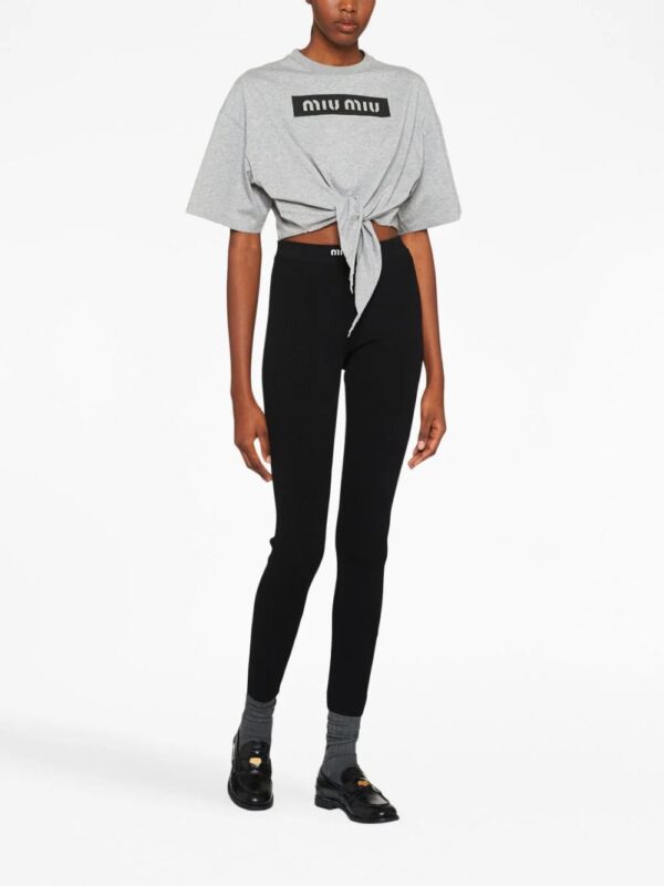 Miu Miu  logo-print cropped cotton T-shirt - Image 2