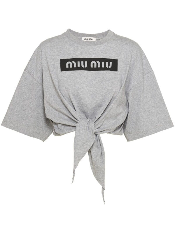 Miu Miu  logo-print cropped cotton T-shirt
