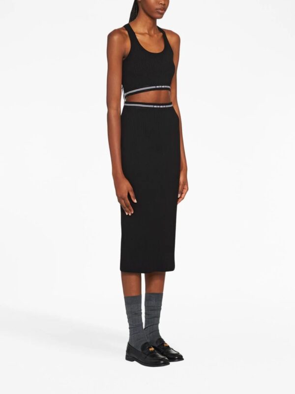 Miu Miu  embroidered-logo pencil skirt - Image 3