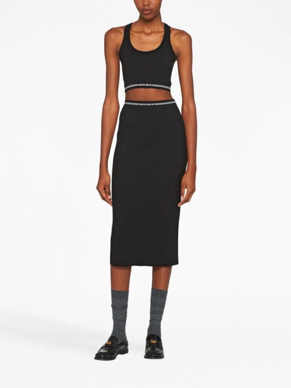 Miu Miu  embroidered-logo pencil skirt - Image 2