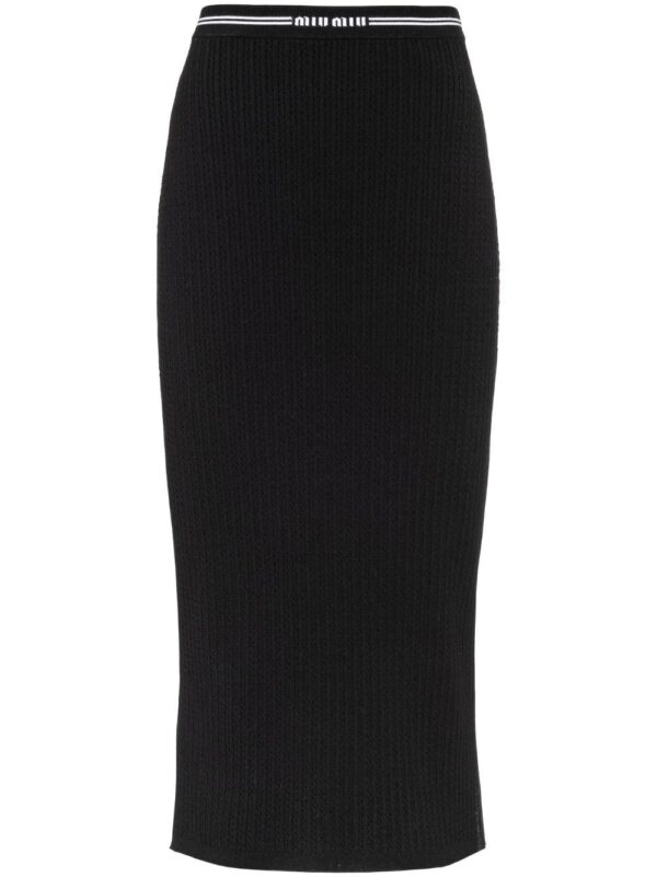 Miu Miu  embroidered-logo pencil skirt