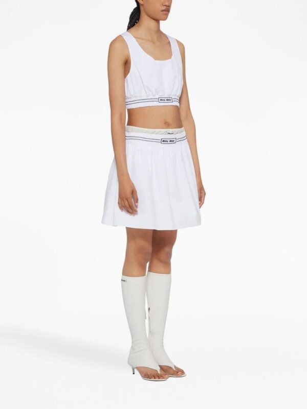 Miu Miu  logo-embroidered poplin miniskirt - Image 3