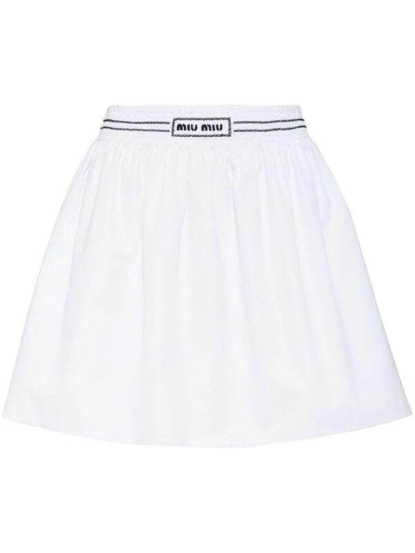 Miu Miu  logo-embroidered poplin miniskirt