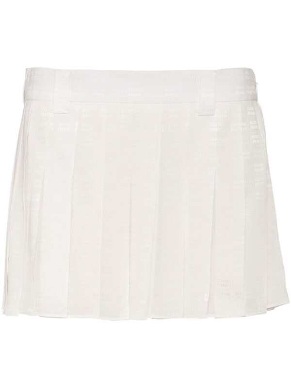 Miu Miu  pleated logo-jacquard miniskirt