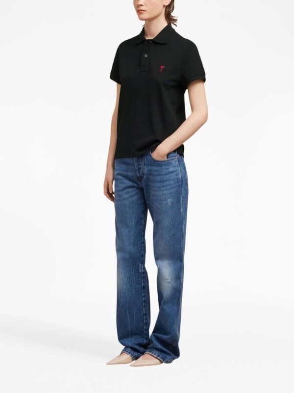 AMI Paris  logo-embroidered organic-cotton polo shirt - Image 2