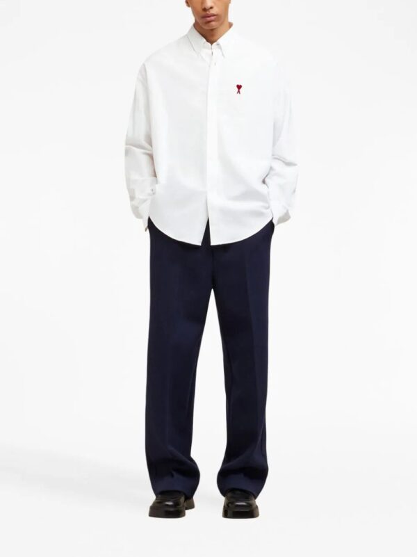 AMI Paris  logo-embroidered poplin shirt - Image 3