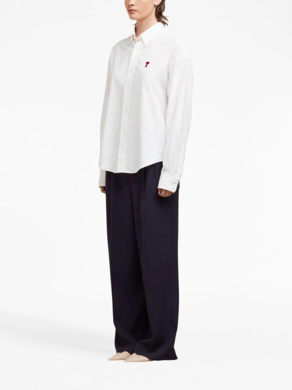 AMI Paris  logo-embroidered poplin shirt - Image 2