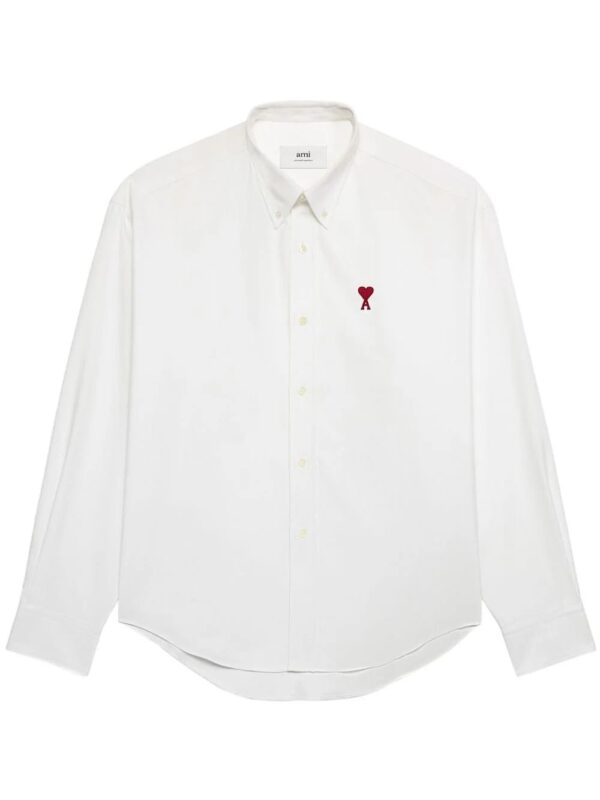AMI Paris  logo-embroidered poplin shirt