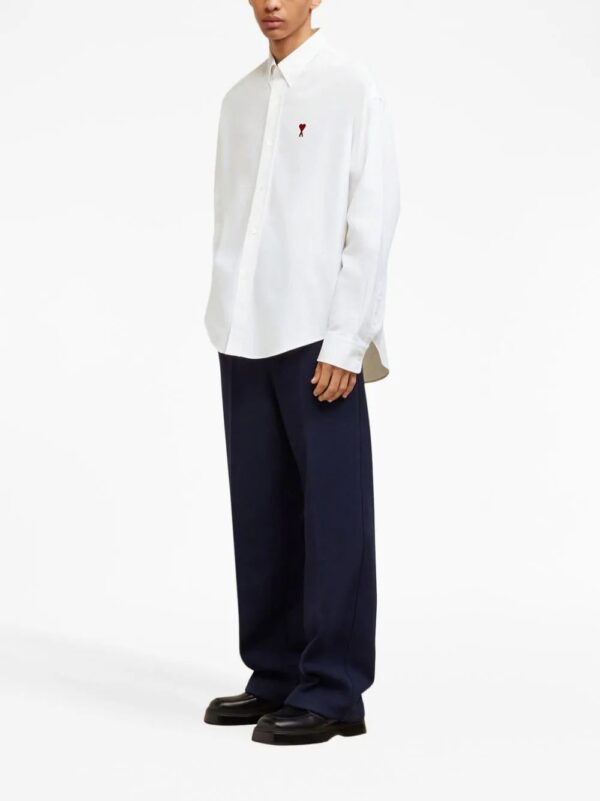 AMI Paris  logo-embroidered poplin shirt - Image 4