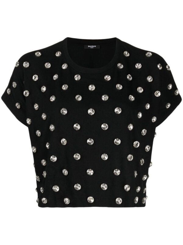 Balmain crystal-embellished cotton T-shirt