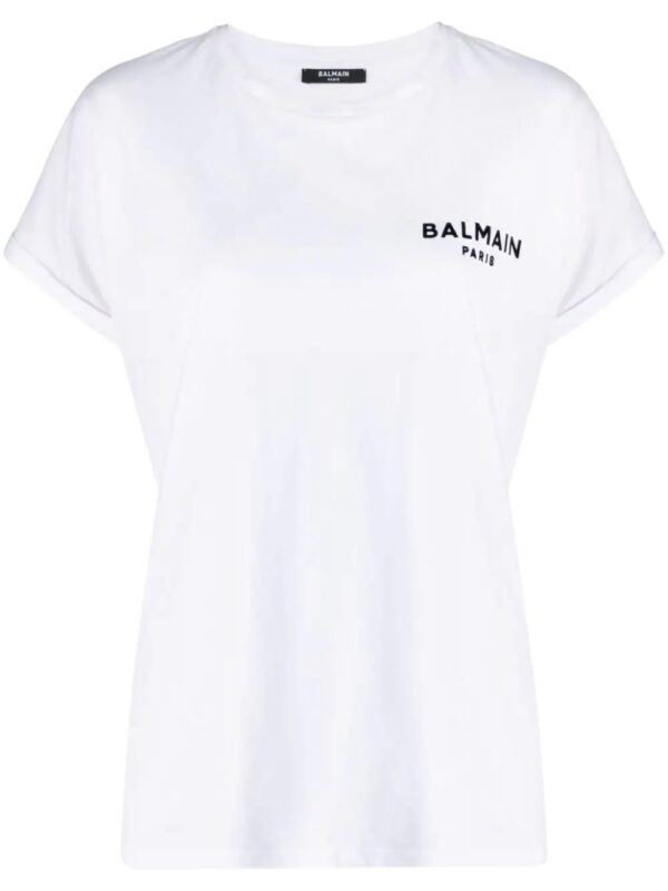 Balmain  flocked logo cotton T-shirt