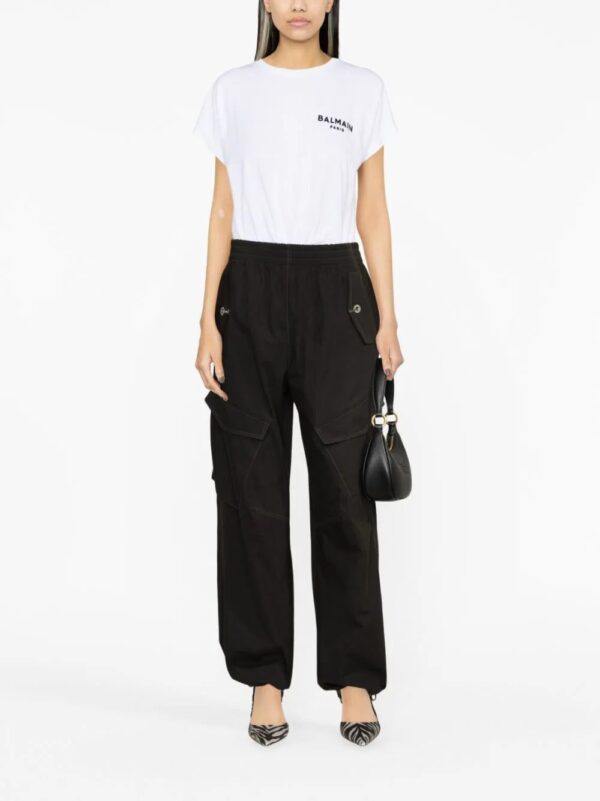 Balmain  flocked logo cotton T-shirt - Image 2
