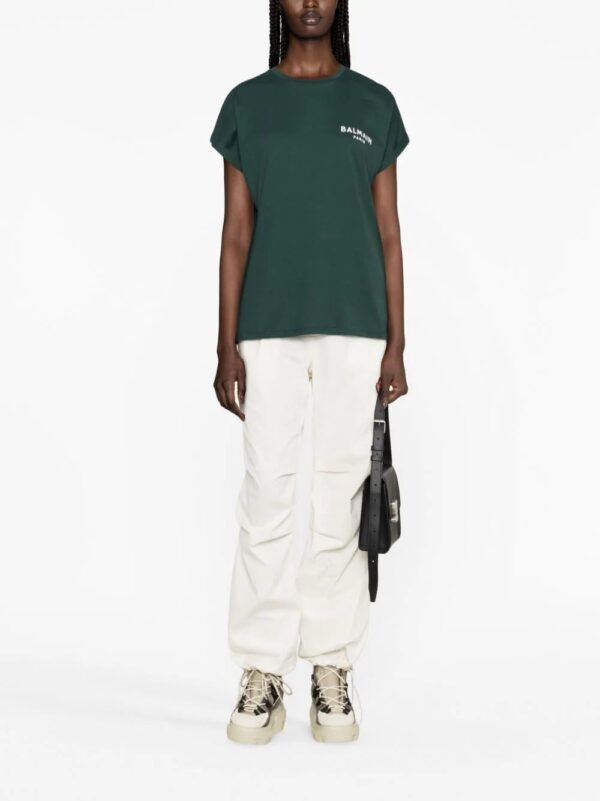 Balmain  flocked-logo cotton T-shirt - Image 2